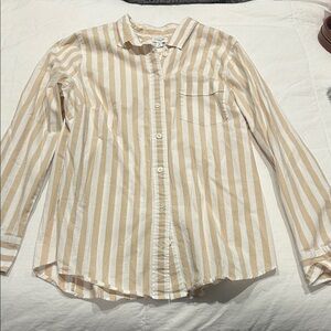 J. Crew Beige and White Striped Shirt